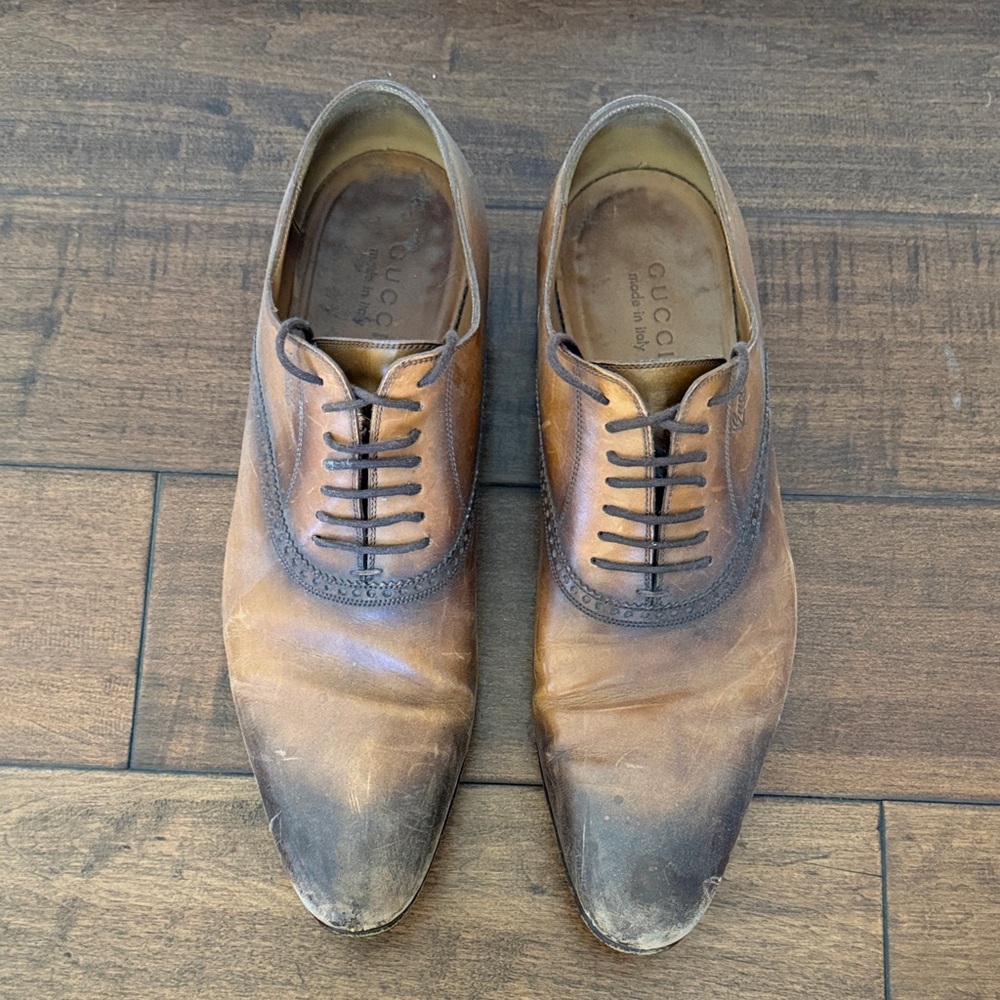 Gucci Brown Leather Lace-Up Oxford Shoes